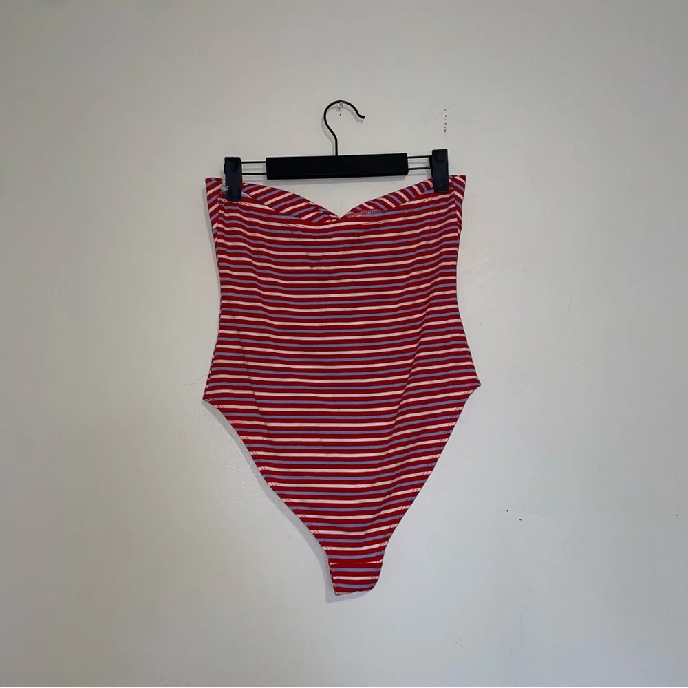 Forever 21 | Red White and Blue Striped Strapless Bodysuit - Picture 3 of 7